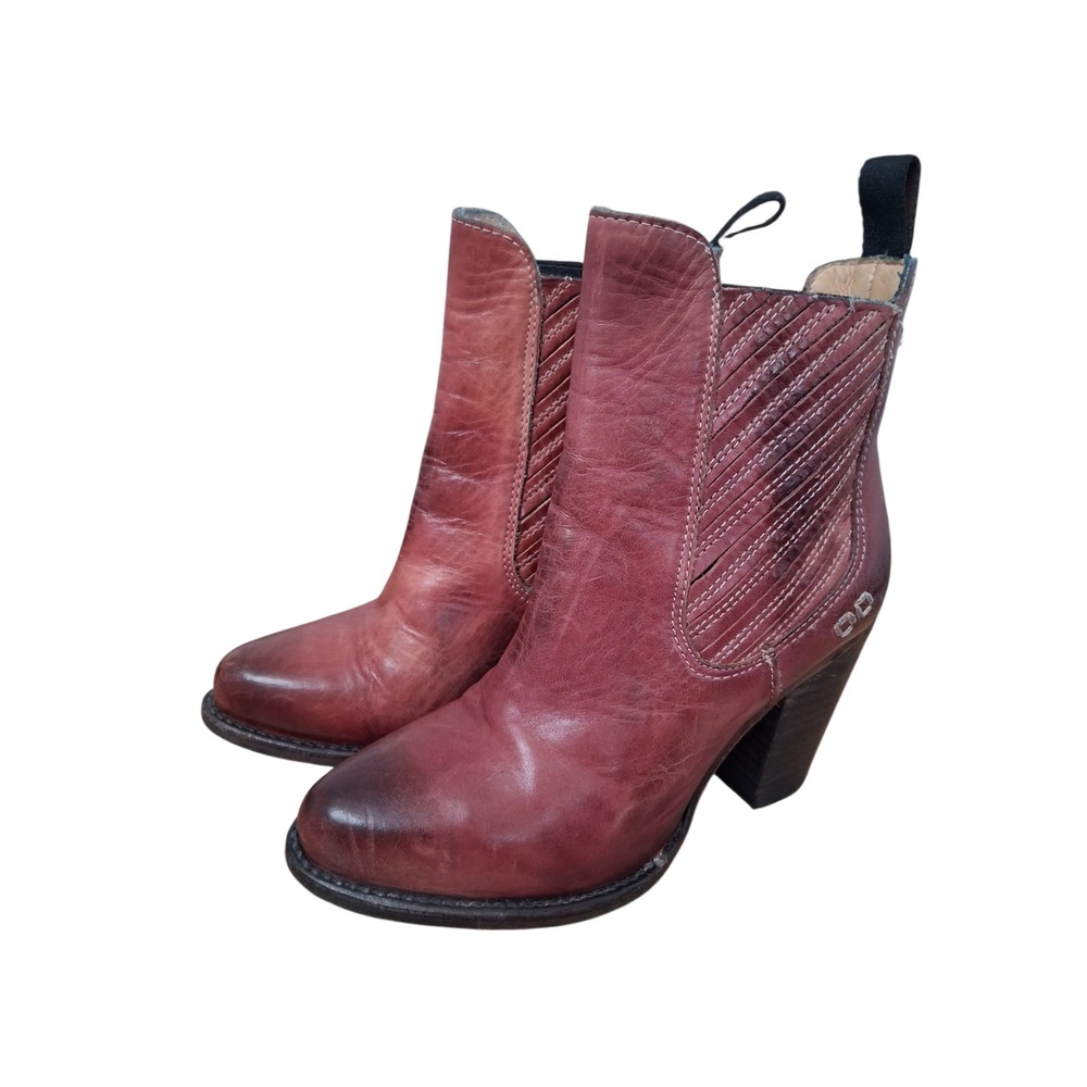BED STU Womens size 6 Distressed Leather Stacked Heel Western Casual Boho Boots